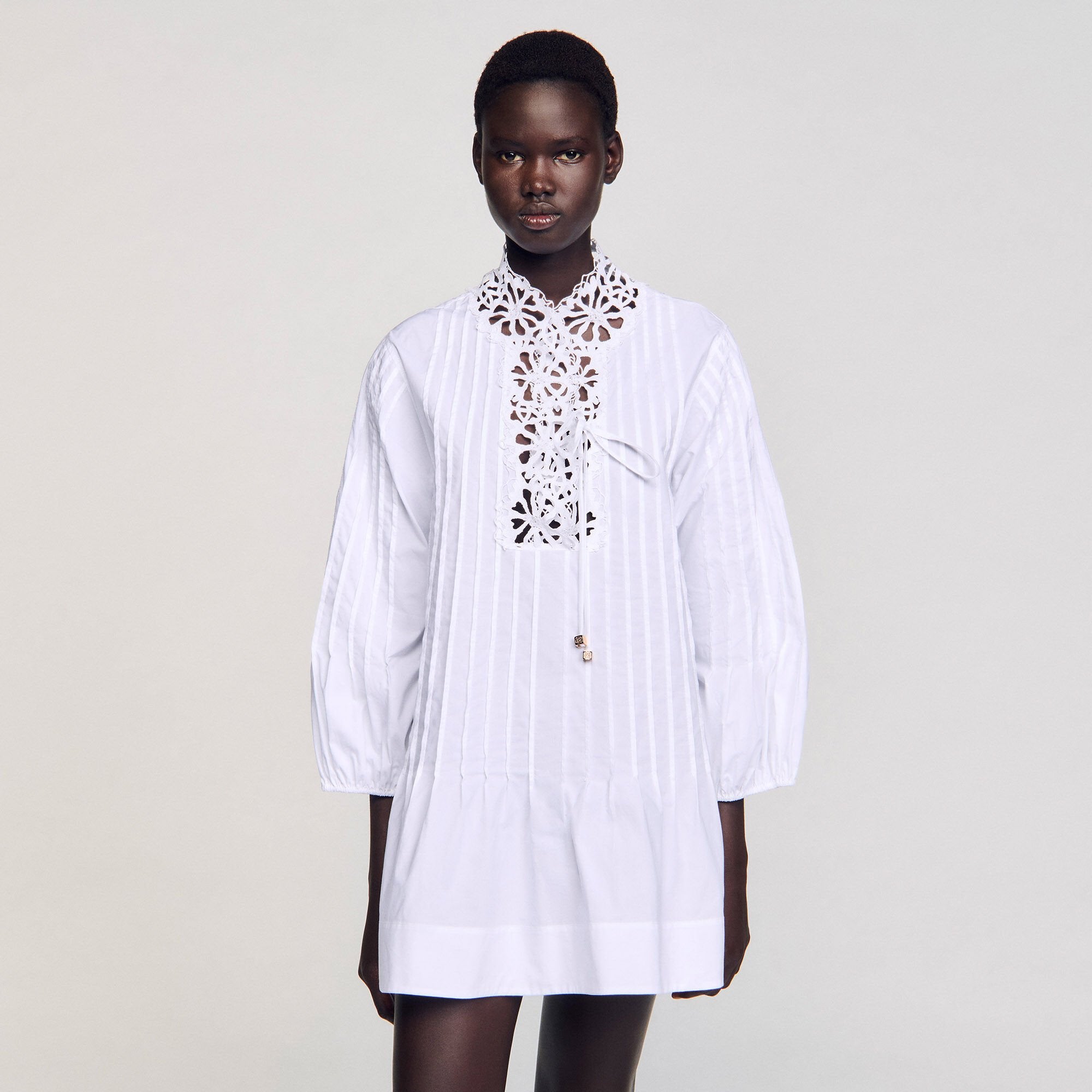 Sandro / Mini dress with lace detail White