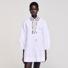 Sandro / Mini dress with lace detail White