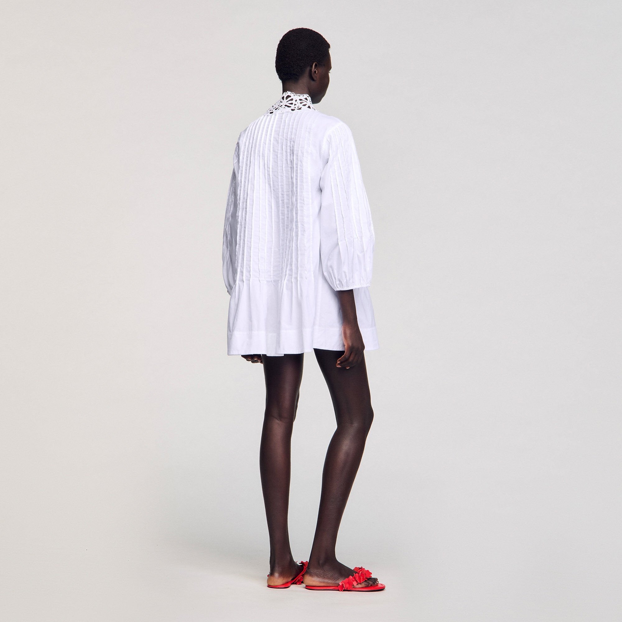 Sandro / Mini dress with lace detail White