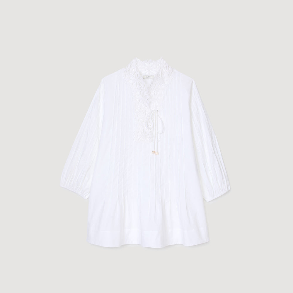 Sandro / Mini dress with lace detail White