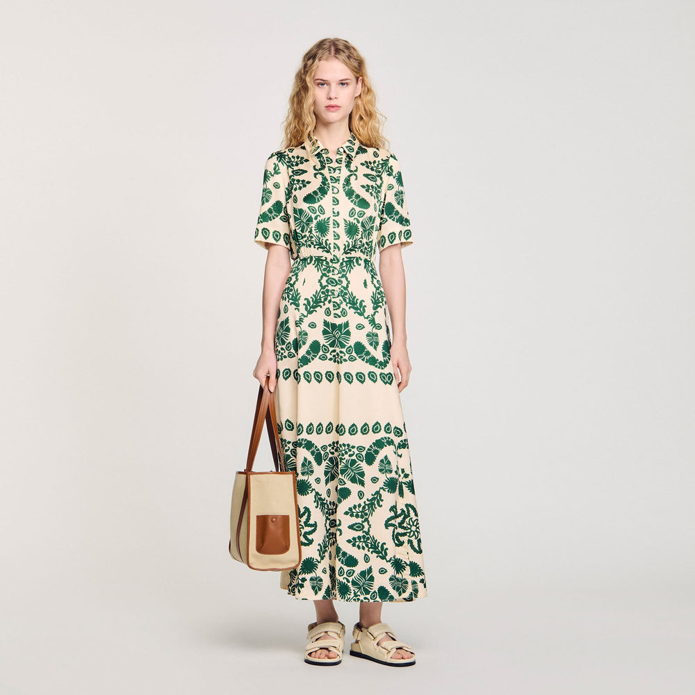 Sandro / Floral print maxi dress Ecru / Green