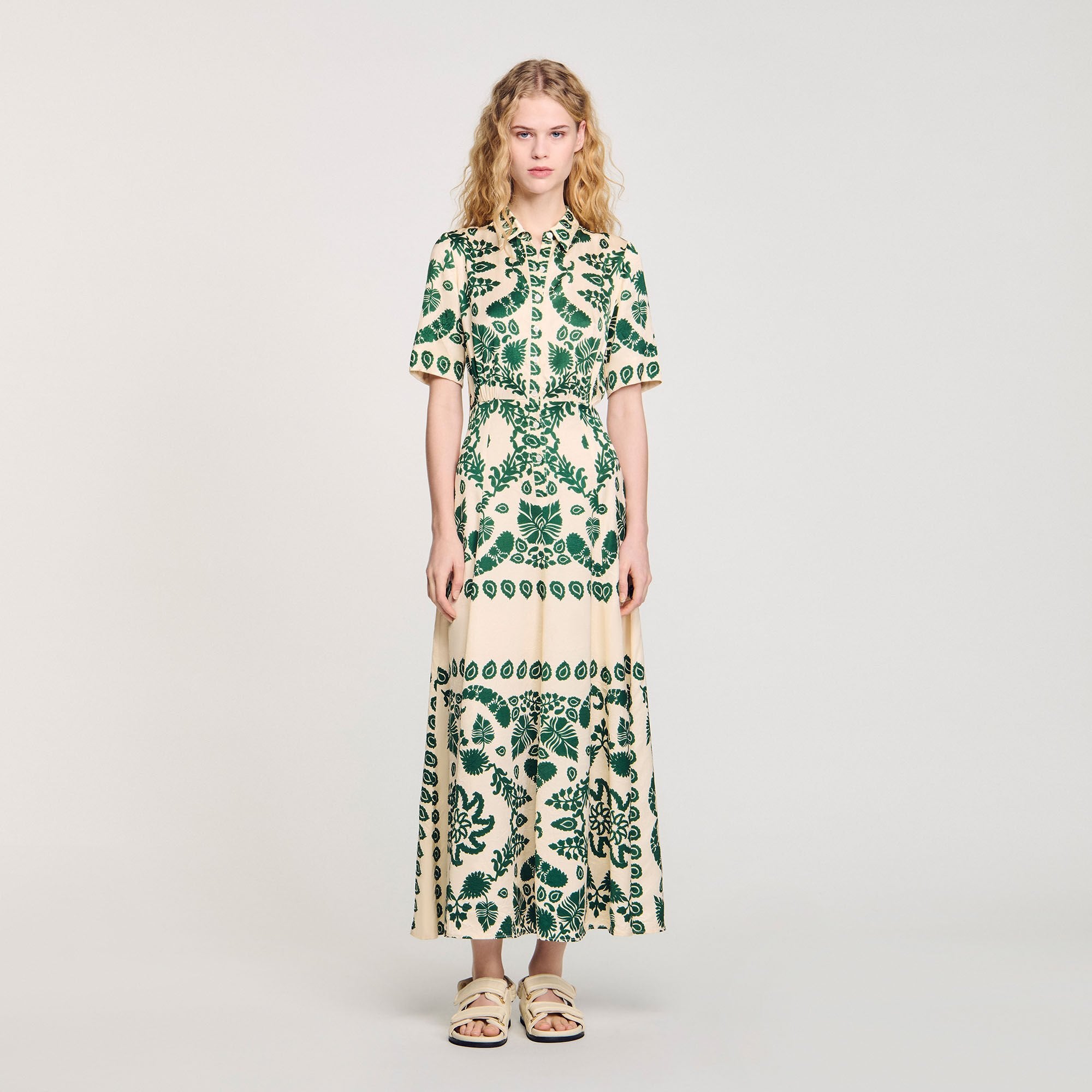 Sandro / Floral print maxi dress Ecru / Green