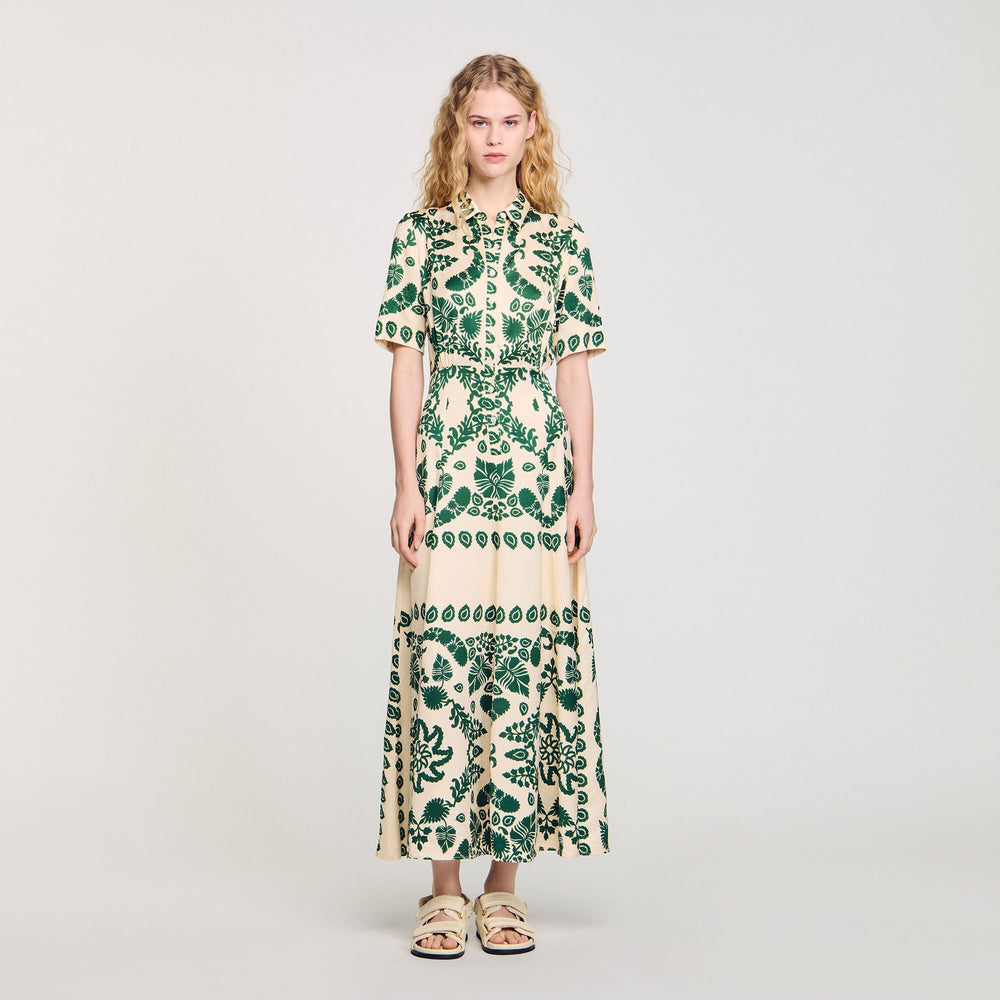 Sandro / Floral print maxi dress Ecru / Green