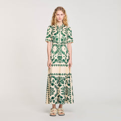Sandro / Floral print maxi dress Ecru / Green