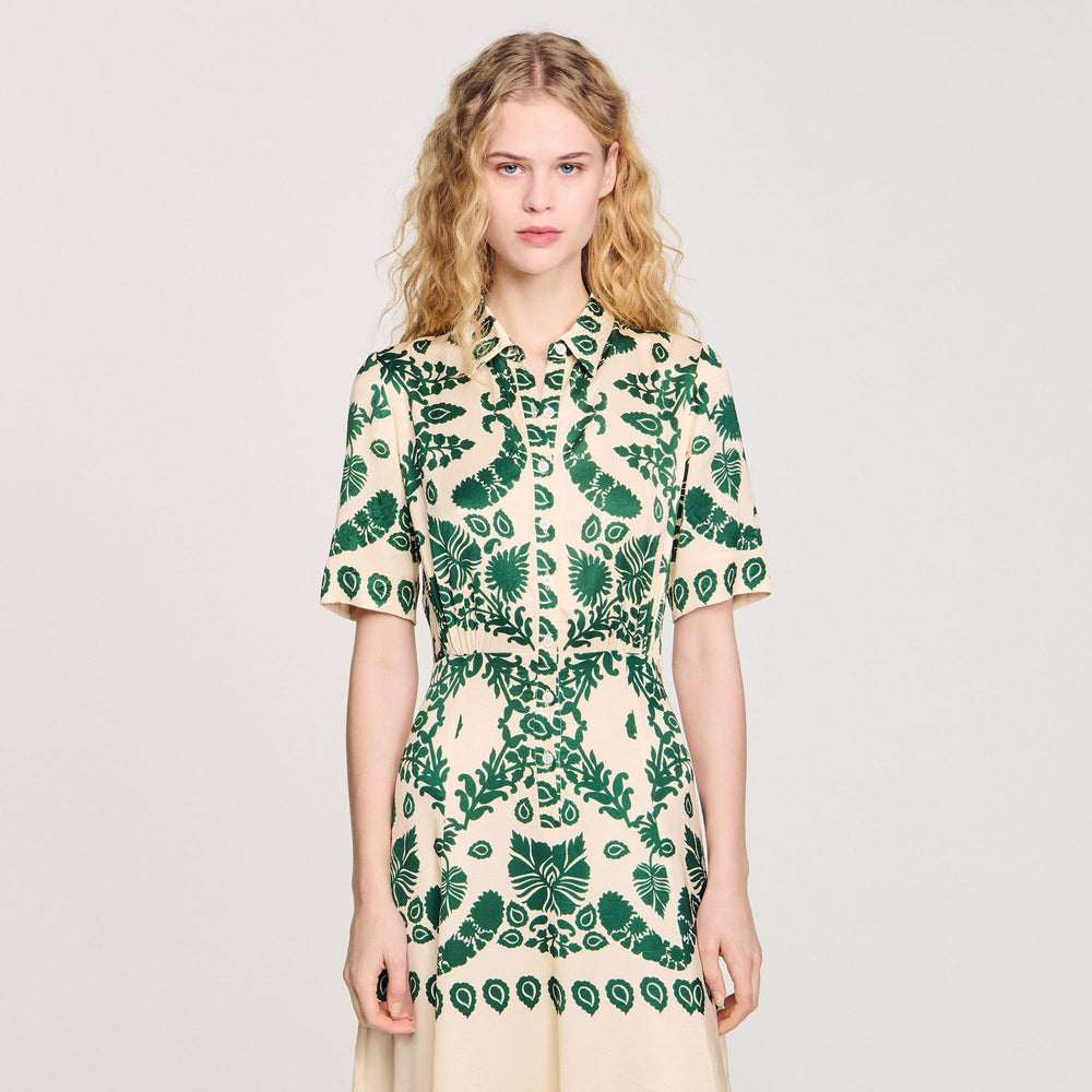Sandro / Floral print maxi dress Ecru / Green
