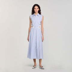 Sandro / Striped embroidered maxi dress Sky Blue
