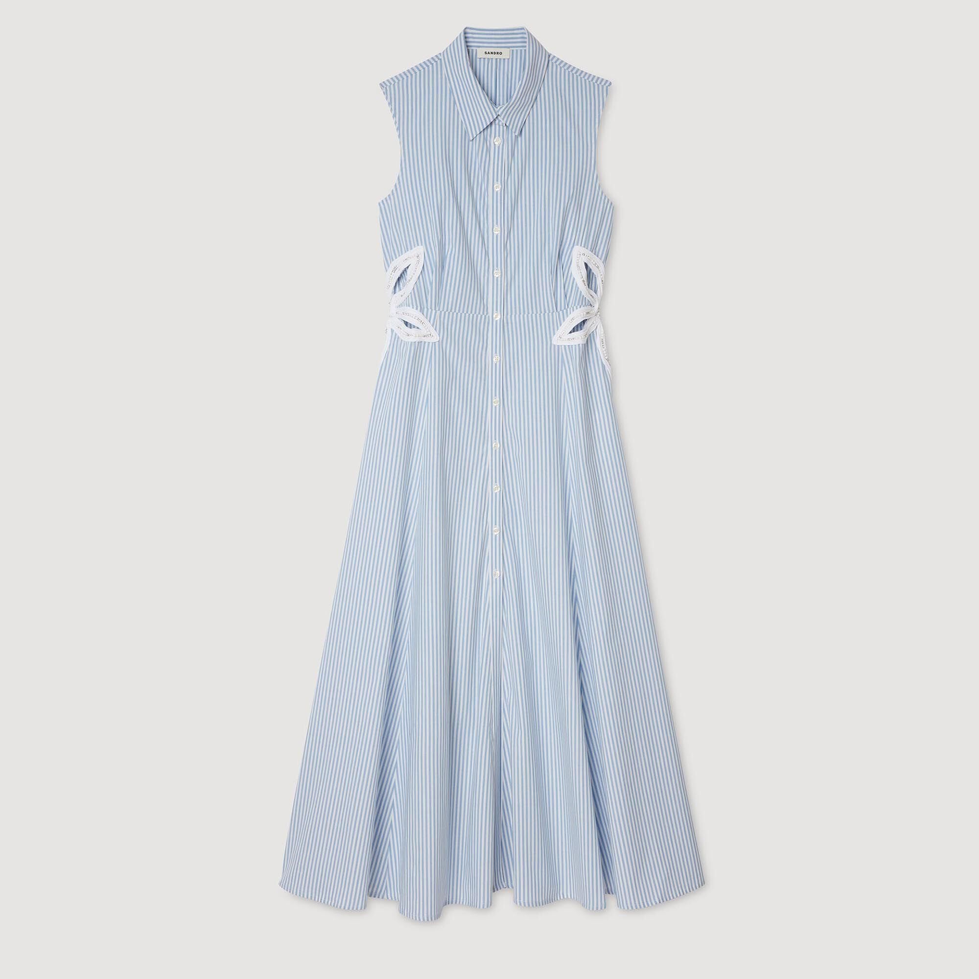 Sandro / Striped embroidered maxi dress Sky Blue
