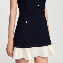 Sandro / Two-tone tweed mini dress Black