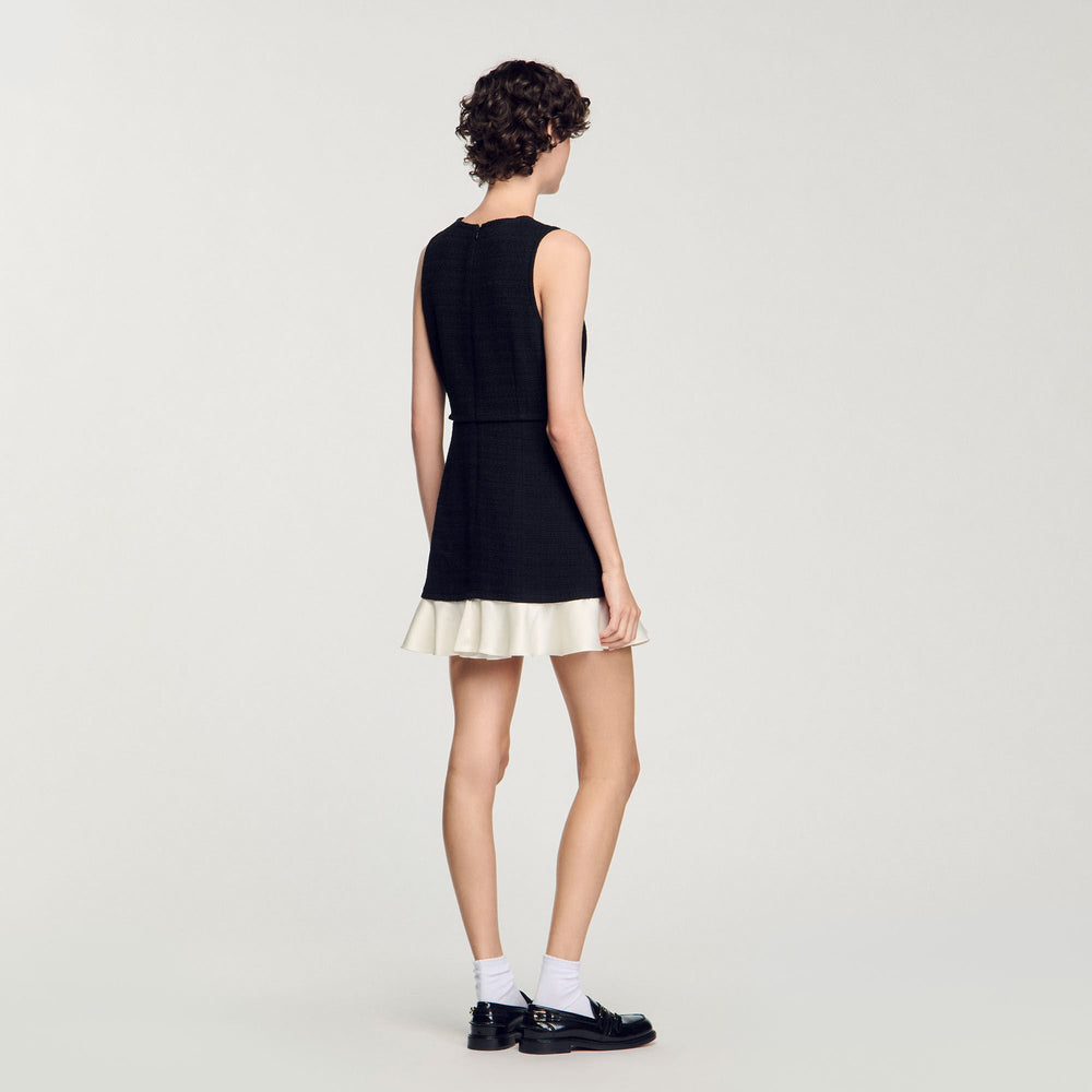Sandro / Two-tone tweed mini dress Black