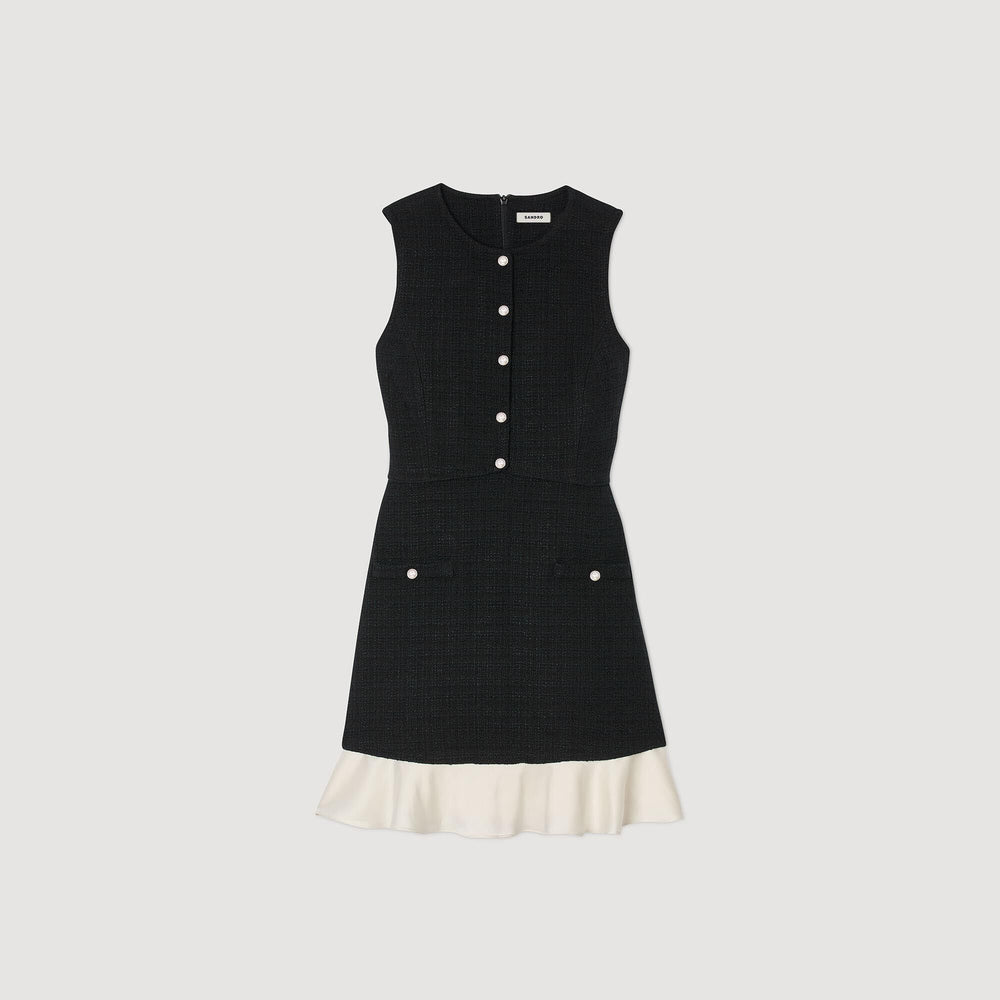 Sandro / Two-tone tweed mini dress Black