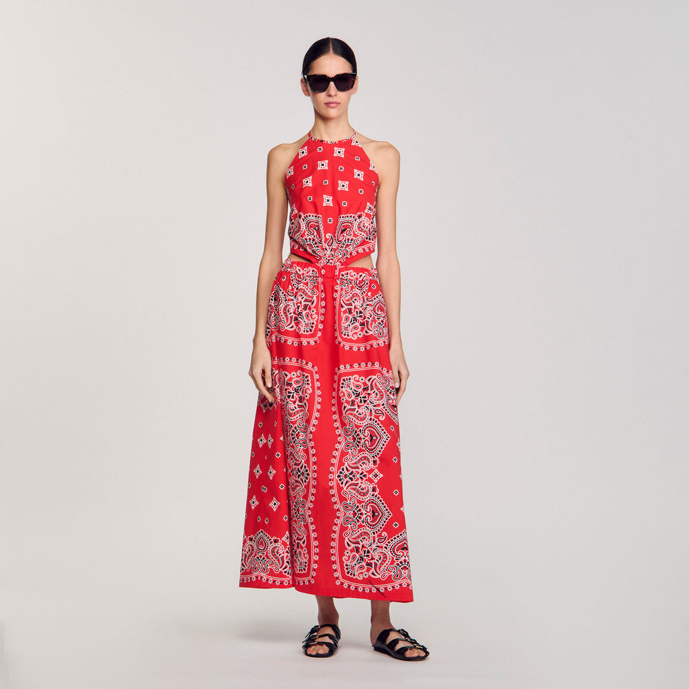 Sandro / Bandana-print maxi dress Red / White