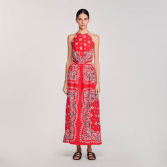 Sandro / Bandana-print maxi dress Red / White