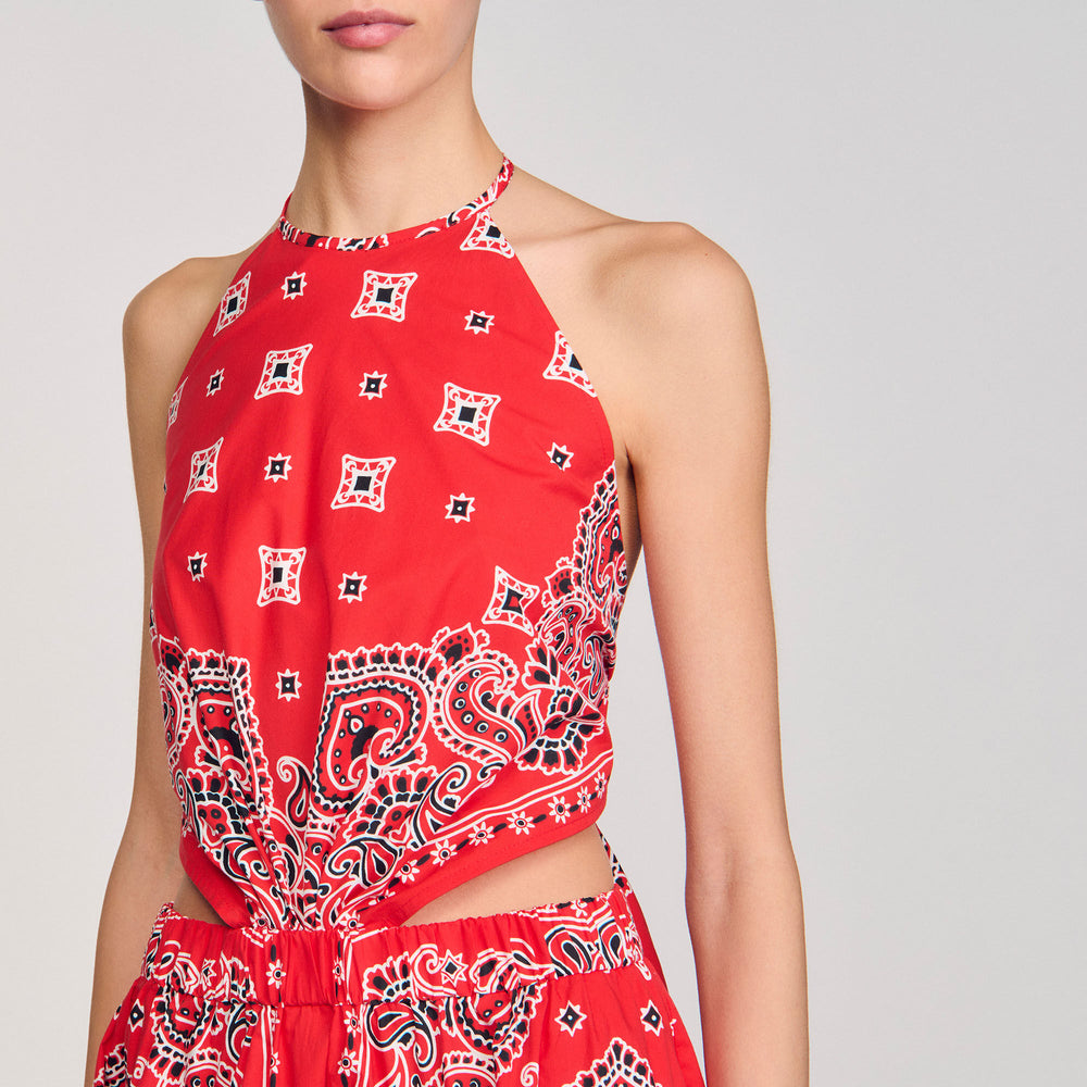 Sandro / Bandana-print maxi dress Red / White