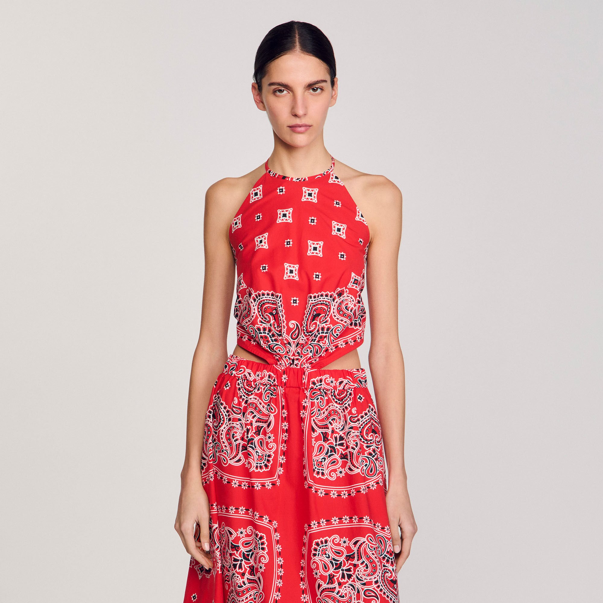 Sandro / Bandana-print maxi dress Red / White