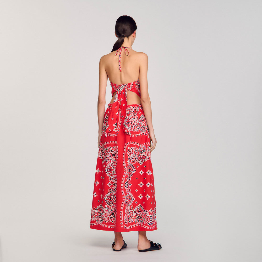 Sandro / Bandana-print maxi dress Red / White