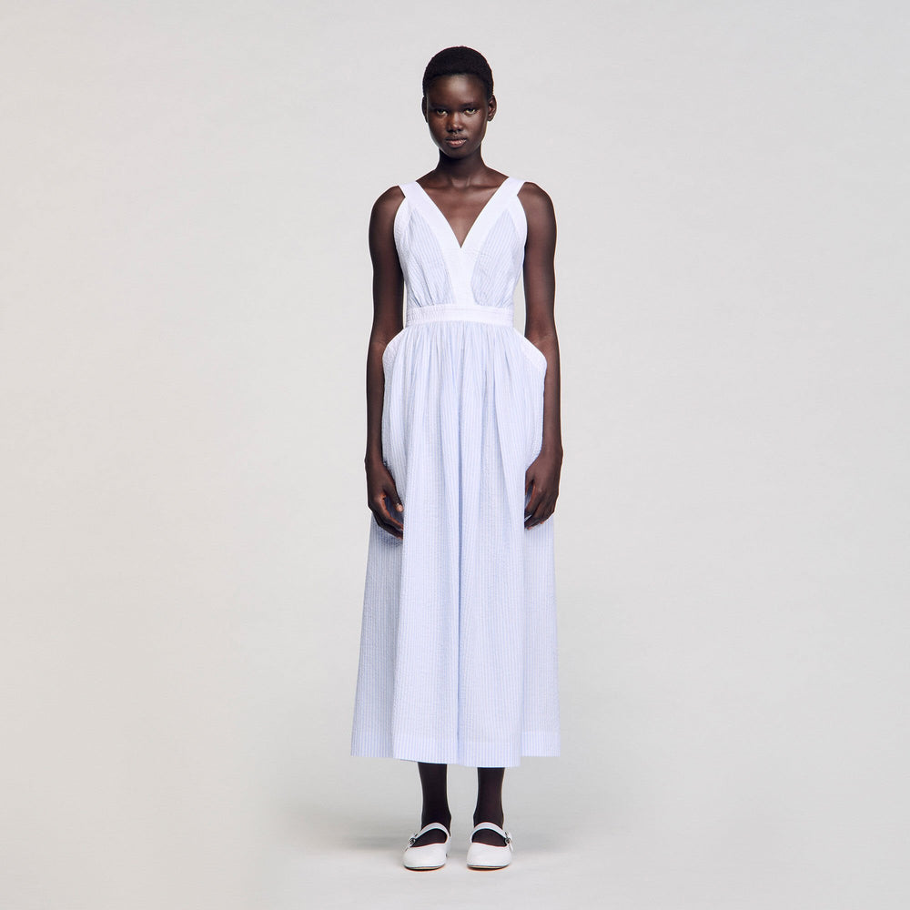 Sandro / Maxi striped dress Ciel / Blanc