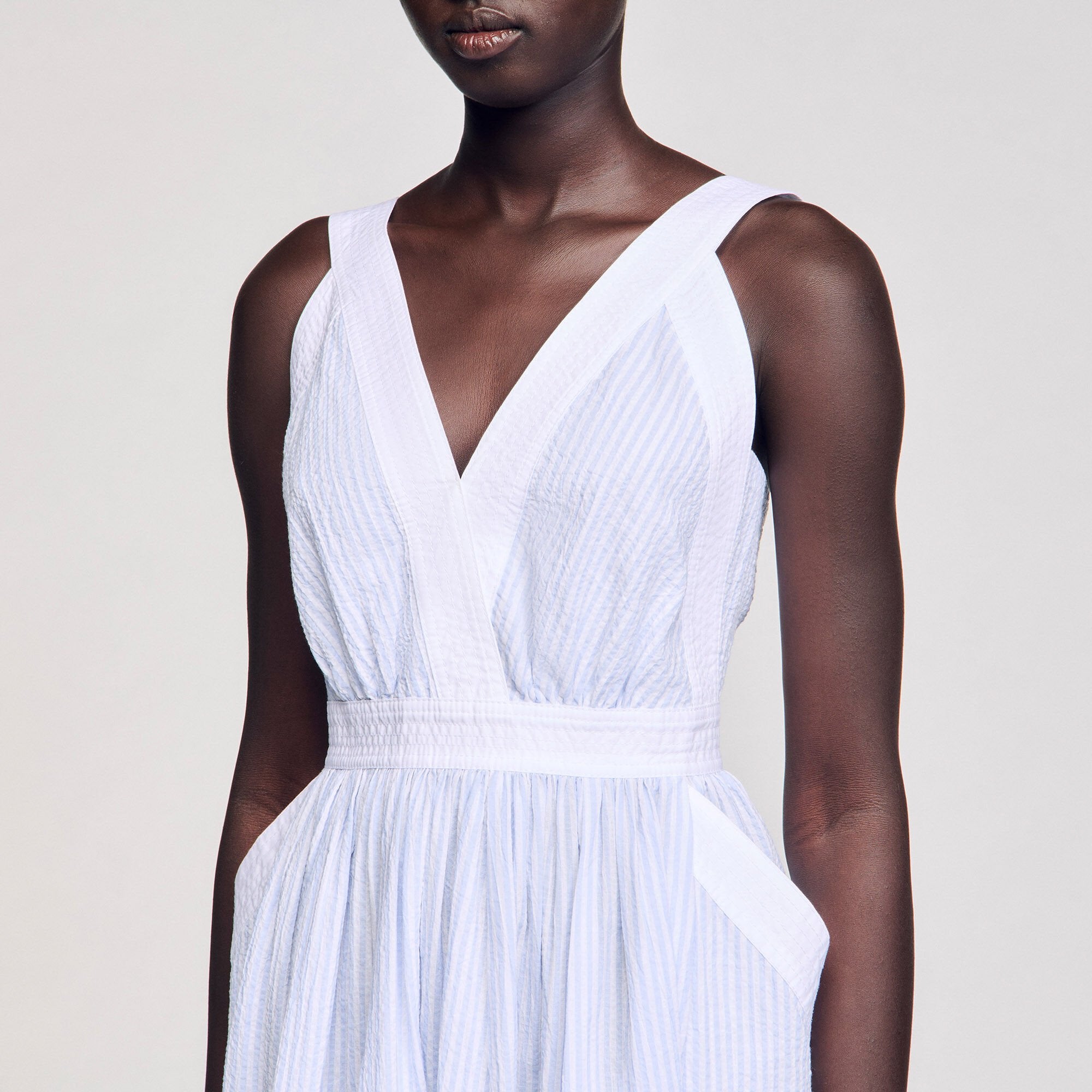 Sandro / Maxi striped dress Ciel / Blanc