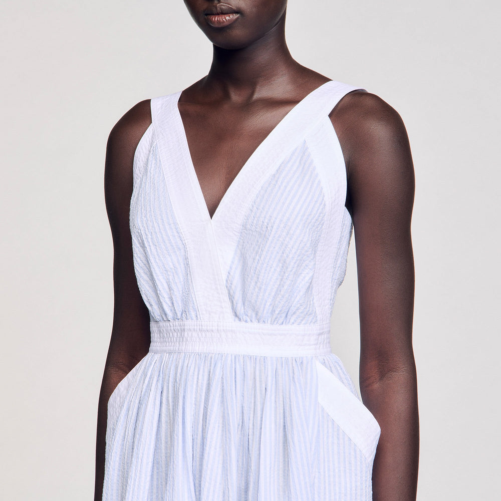 Sandro / Maxi striped dress Ciel / Blanc