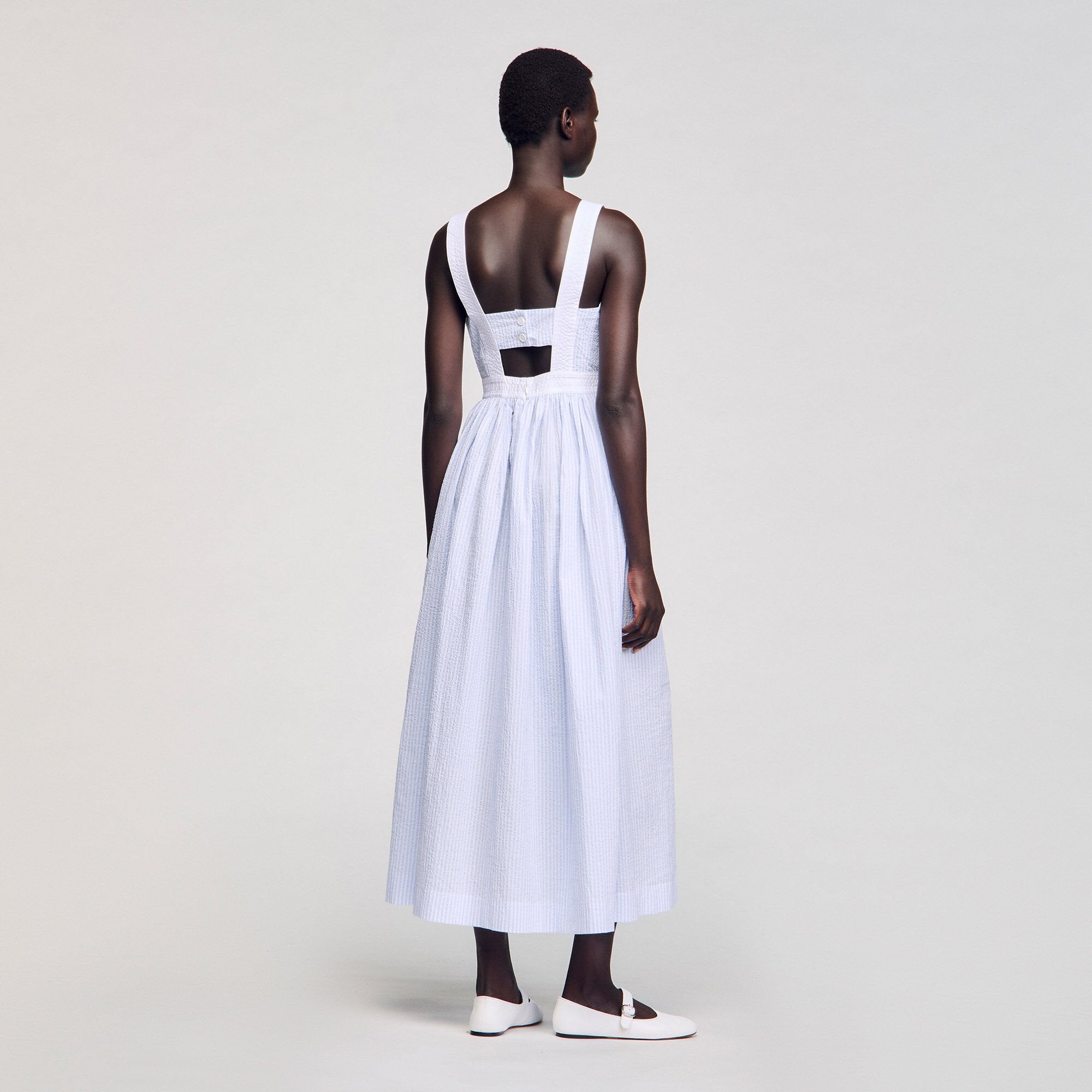 Sandro / Maxi striped dress Ciel / Blanc