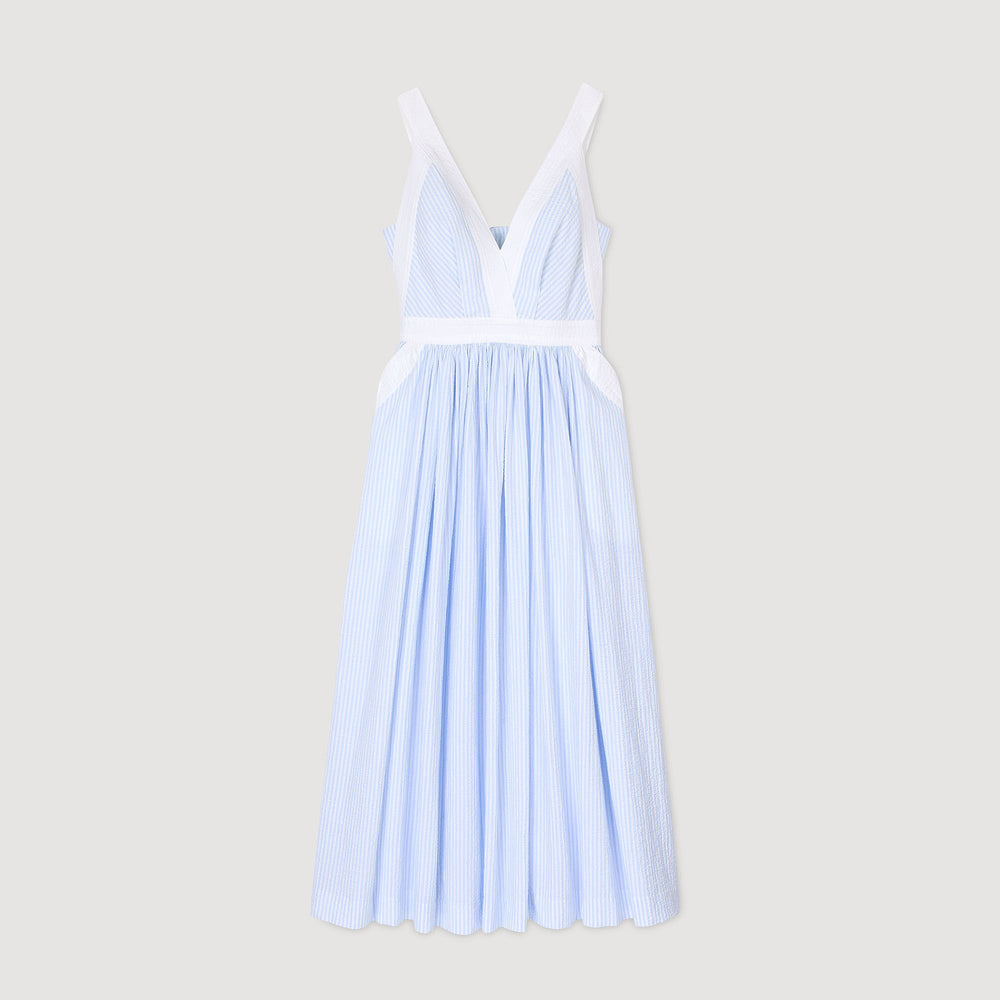 Sandro / Maxi striped dress Ciel / Blanc