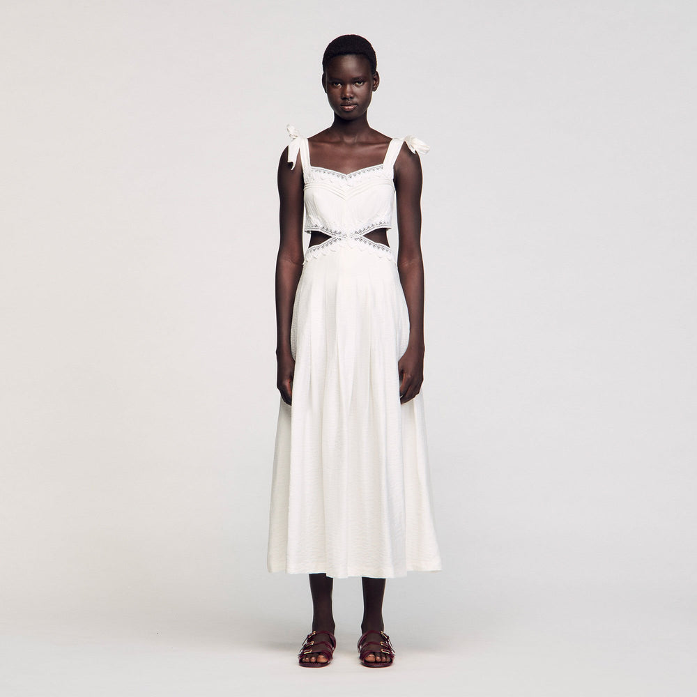 Sandro / Lace trim maxi dress White