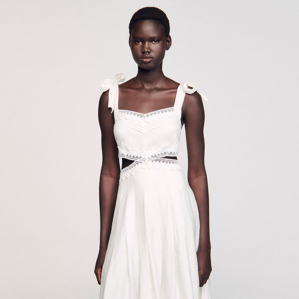 Sandro / Lace trim maxi dress White