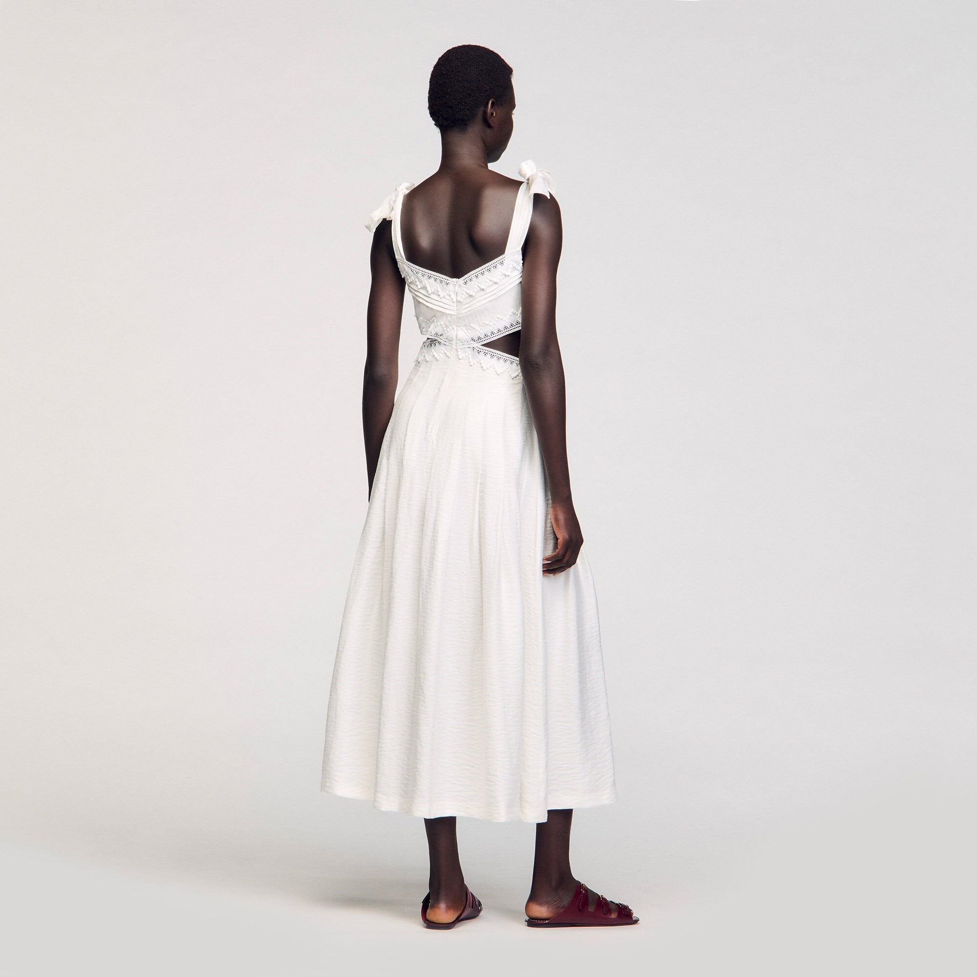 Sandro / Lace trim maxi dress White