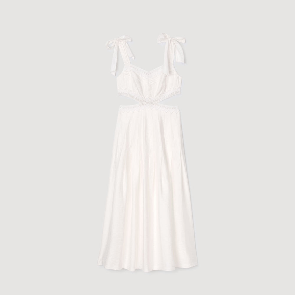 Sandro / Lace trim maxi dress White