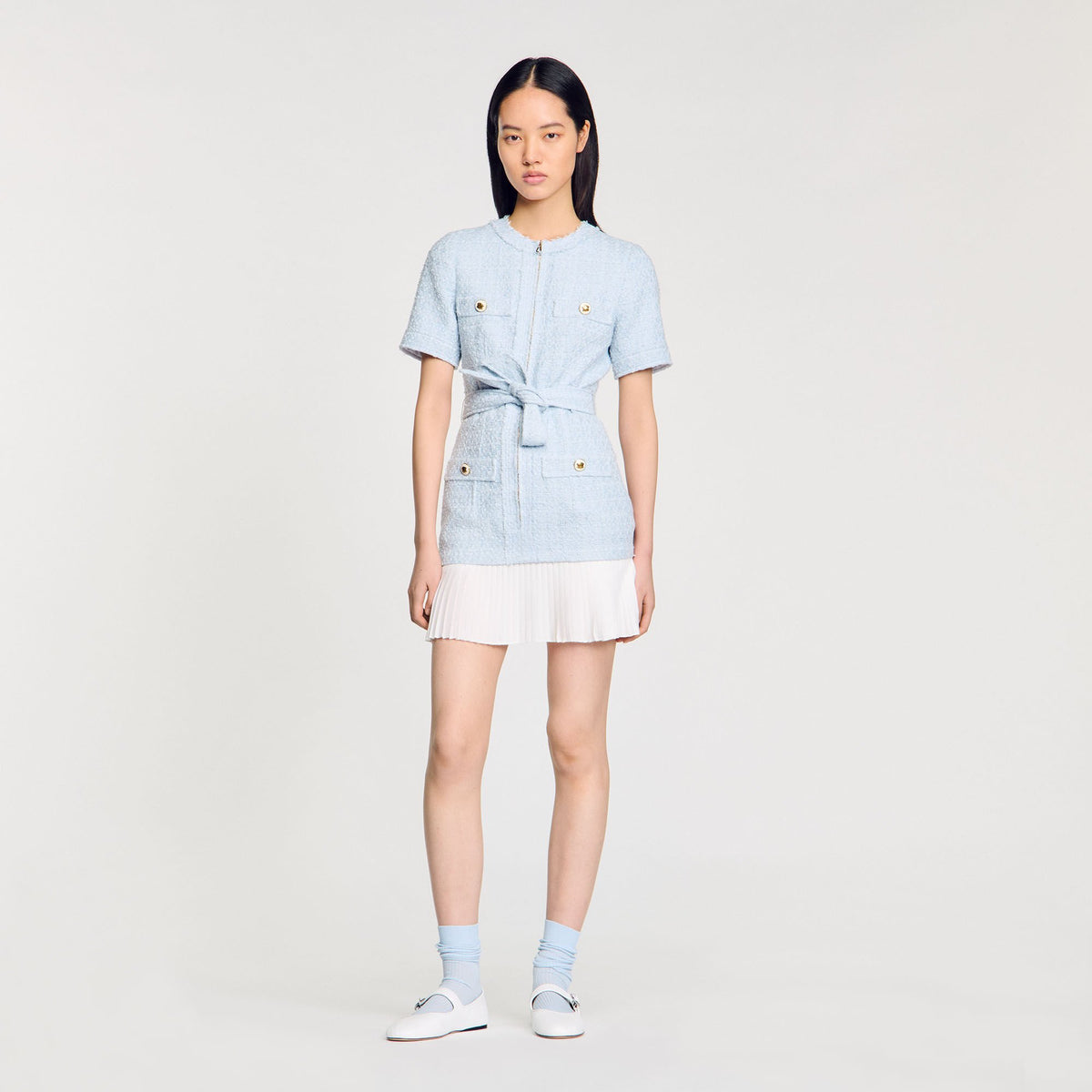 Sandro / Mini tweed dress Sky Blue
