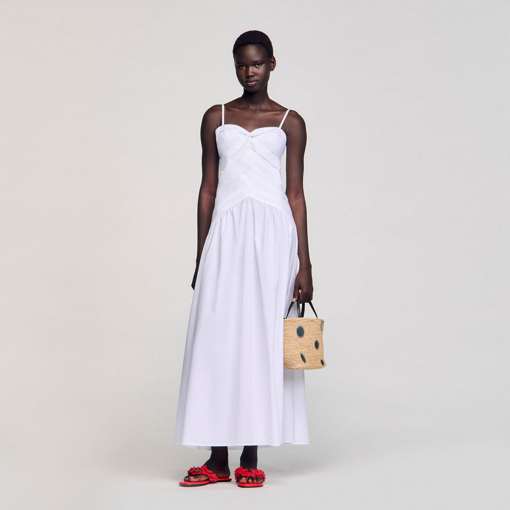 Sandro / Draped bustier maxi dress White