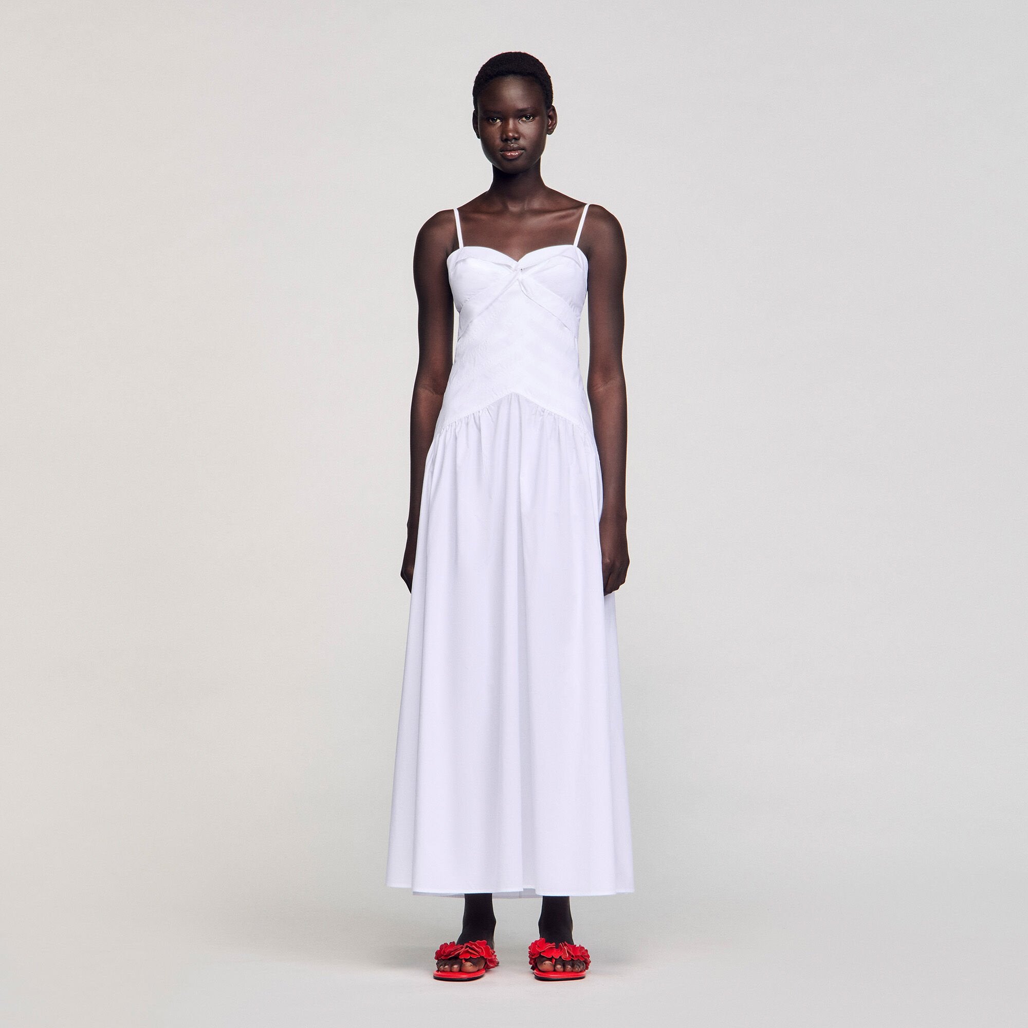 Sandro / Draped bustier maxi dress White