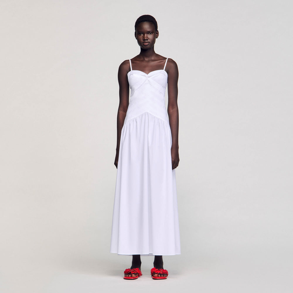 Sandro / Draped bustier maxi dress White