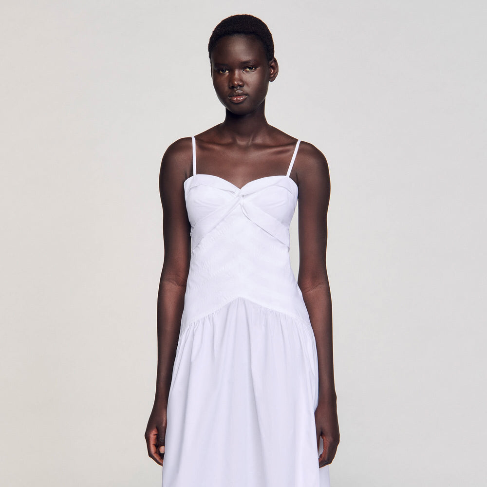 Sandro / Draped bustier maxi dress White