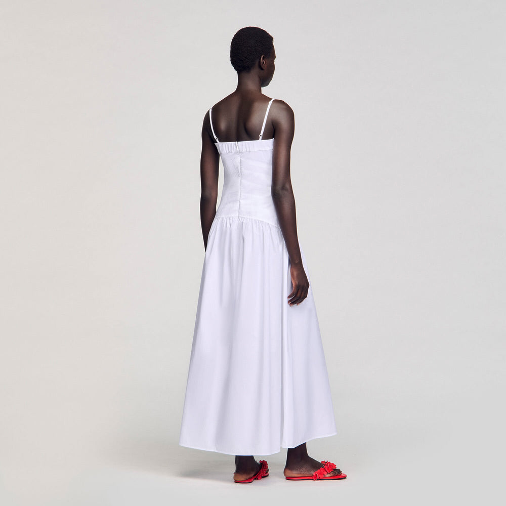 Sandro / Draped bustier maxi dress White