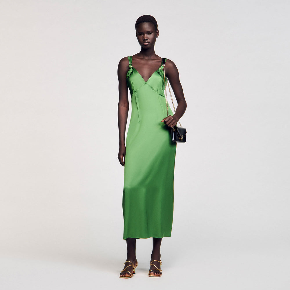 Sandro / Fluid satin-effect dress Green