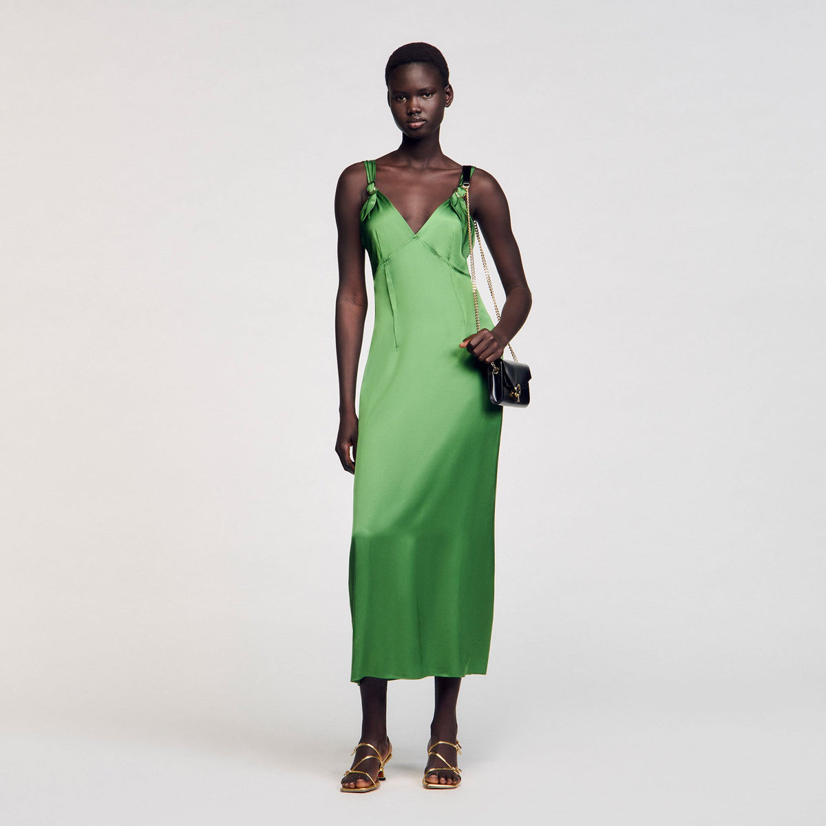 Sandro / Fluid satin-effect dress Green