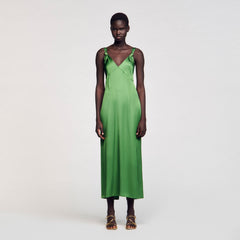 Sandro / Fluid satin-effect dress Green