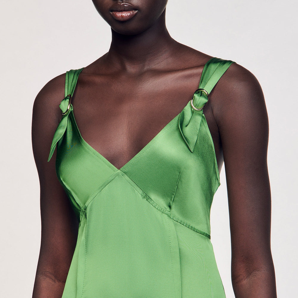 Sandro / Fluid satin-effect dress Green