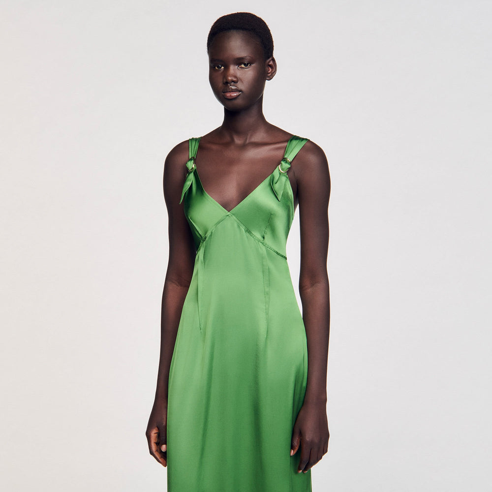 Sandro / Fluid satin-effect dress Green