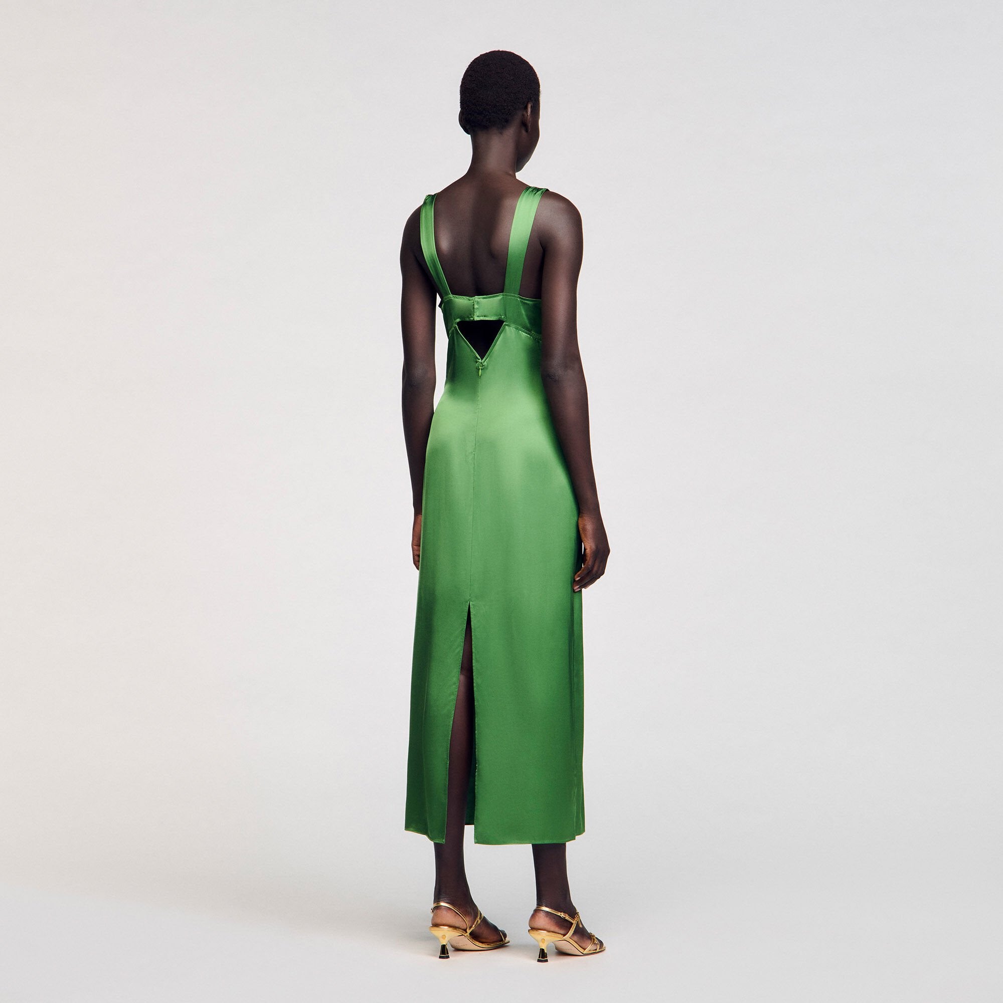 Sandro / Fluid satin-effect dress Green