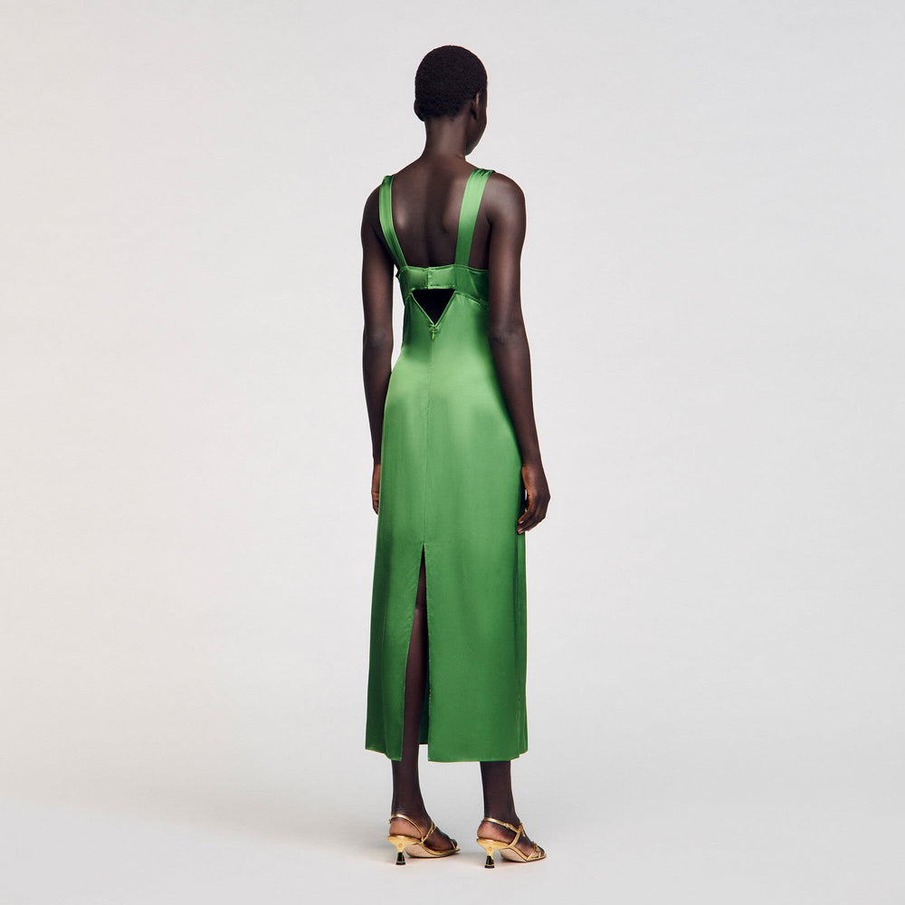 Sandro / Fluid satin-effect dress Green