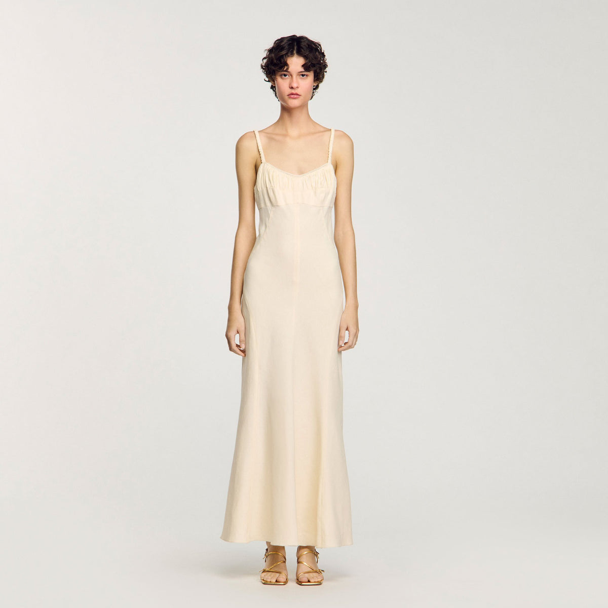 Sandro / Maxi dress with straps Ecru
