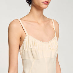 Sandro / Maxi dress with straps Ecru