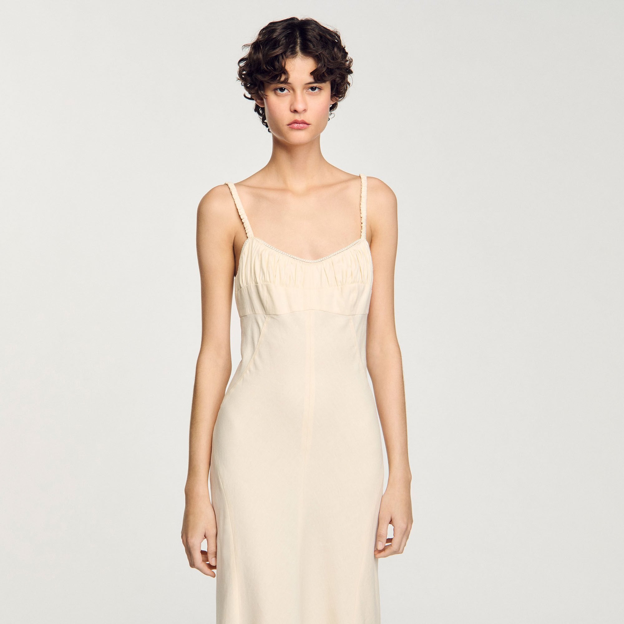 Sandro / Maxi dress with straps Ecru