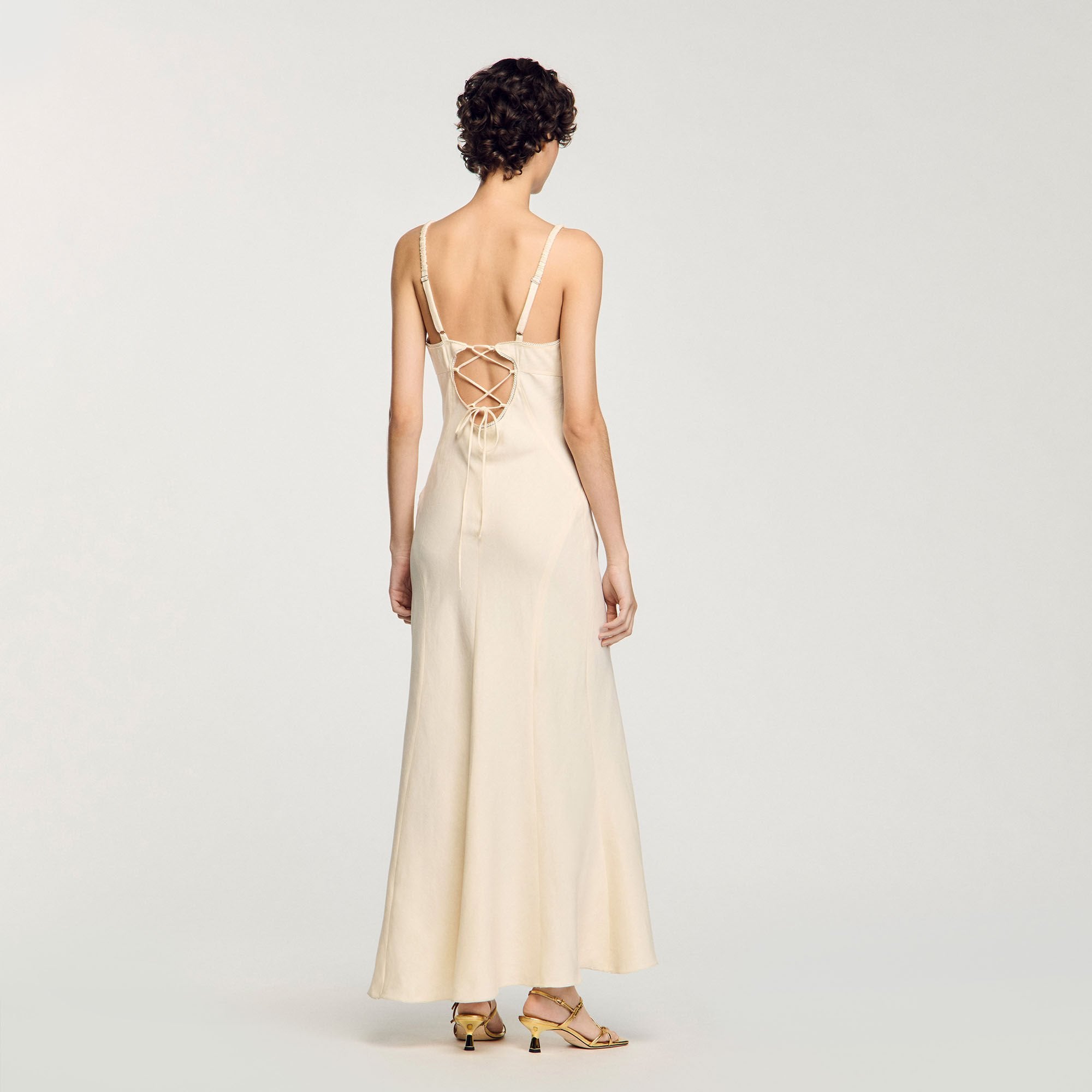 Sandro / Maxi dress with straps Ecru