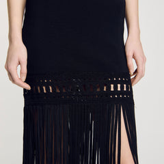 Sandro / Fringed knit dress Black