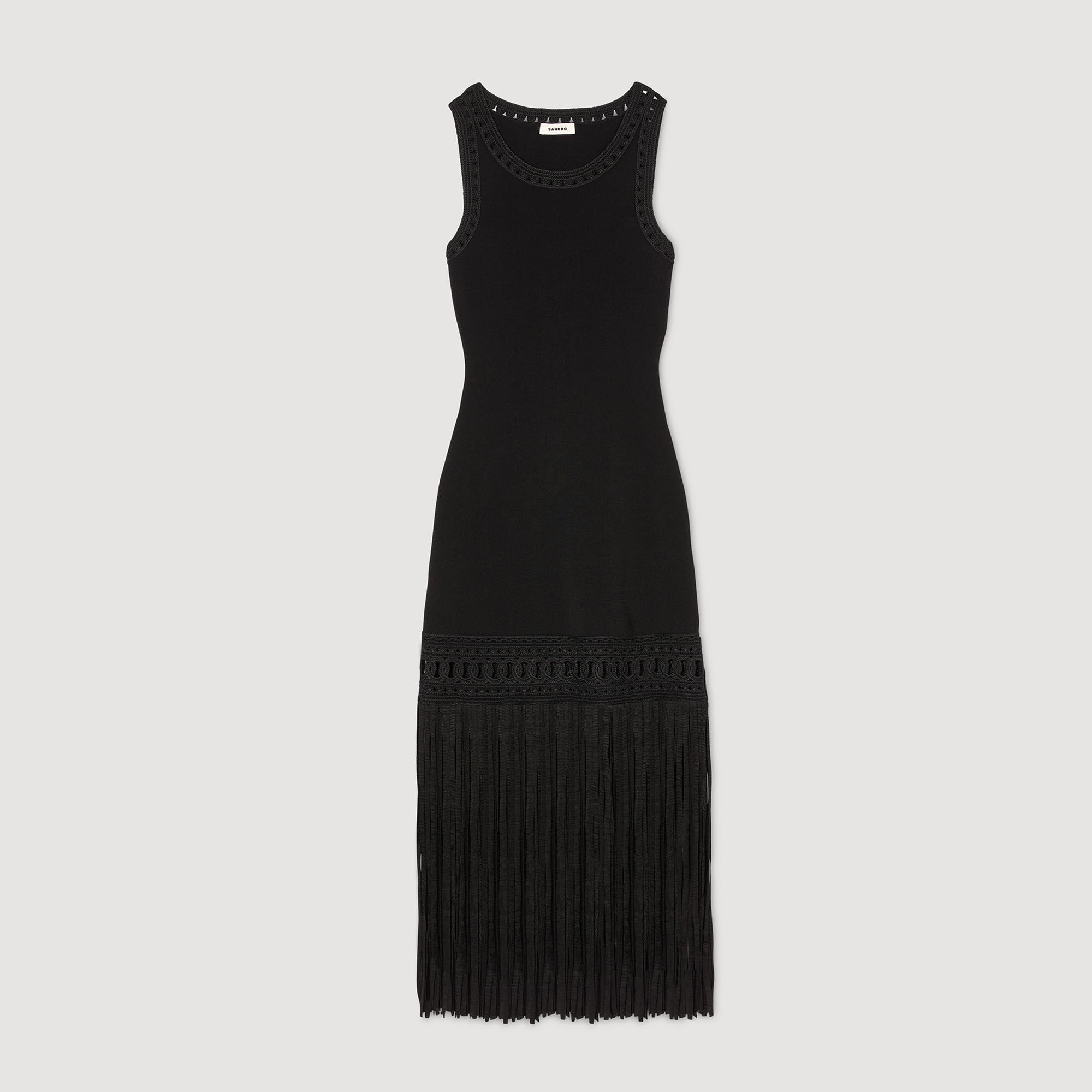 Sandro / Fringed knit dress Black