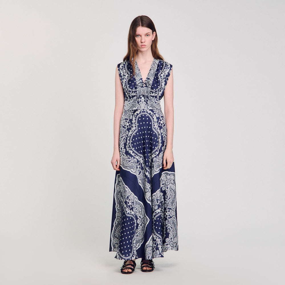 Sandro / Bandana-print maxi dress Blu / White