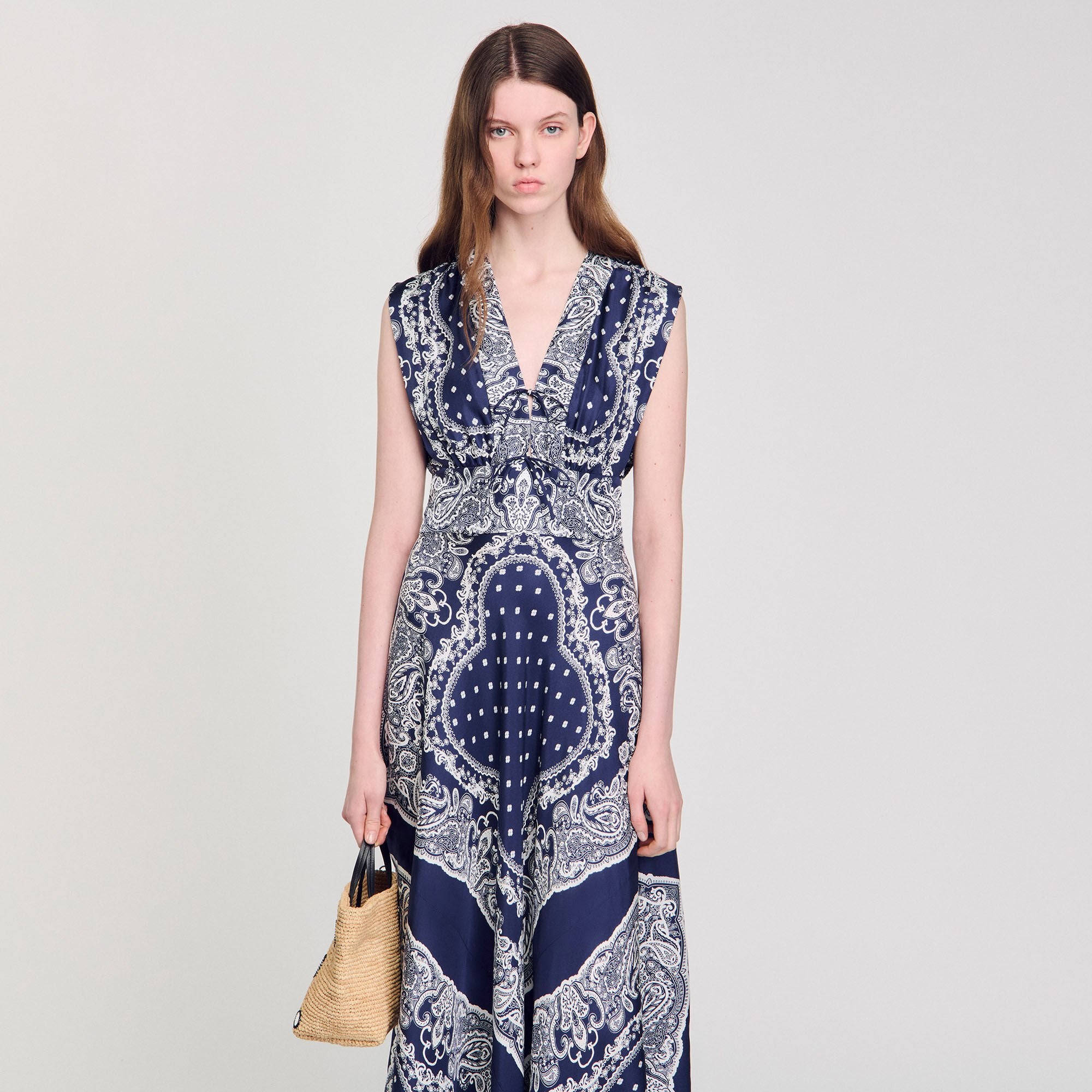 Sandro / Bandana-print maxi dress Blu / White