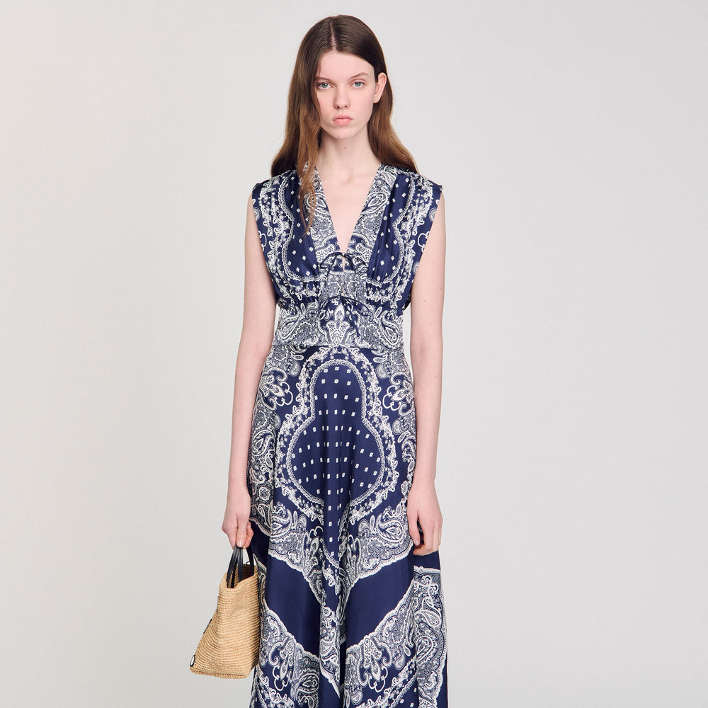Sandro / Bandana-print maxi dress Blu / White